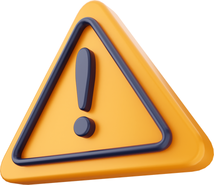 a warning sign with an exclamation mark on a white background