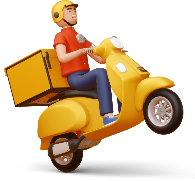 Imagem de entregador de mercadorias em uma moto